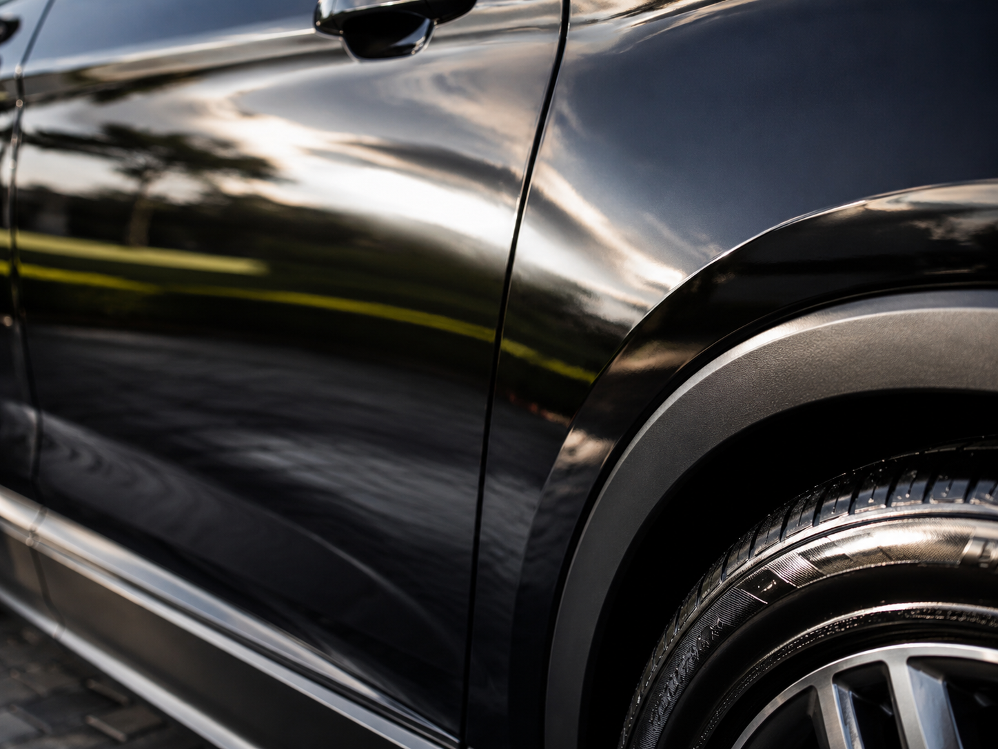 Freshly detailed black SUV exterior
